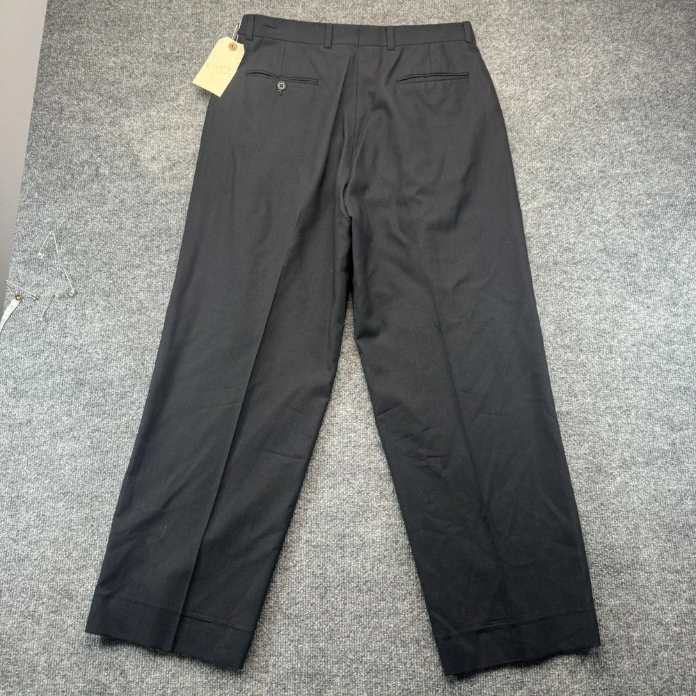 Vtg Mens Dress Pants 34x30 Black Pleated Professional Office Career Straight Leg